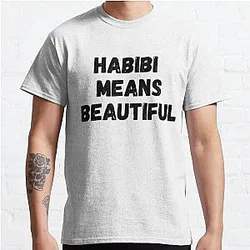 Quackity T-Shirts - Habibi Means Beautiful - Quackity Beanie - bold black Classic T-Shirt RB2905