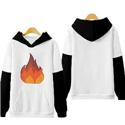 Sapnap Hoodies - Flame Printed Streetwear Colorblock Pullover Hoodie