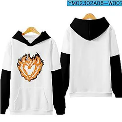 Sapnap Hoodies - Heart Flame Printed Streetwear Colorblock Pullover Hoodie