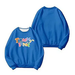 Tommyinnit Sweatshirts - Logo Signature Blue Crewneck Sweatshirt
