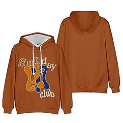 TommyInnit Hoodies - Sunday Club Brown Printed Streetwear Hoodie