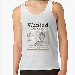 Jschlatt Tank Tops - Jschlatt  Fake Wanted Poster Tank Top RB0907