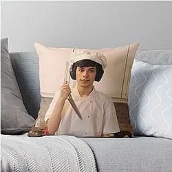GeorgeNotFound Pillows - GeorgeNotFound holding knife Throw Pillow RB0906