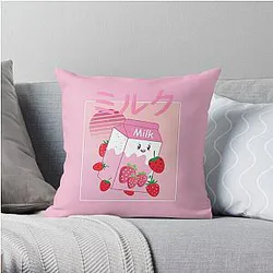 GeorgeNotFound Pillows - Strawberry milk shake Throw Pillow RB0906