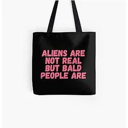 TommyInnit Bags - Aliens are not real But bald people are All Over Print Tote Bag RB2805
