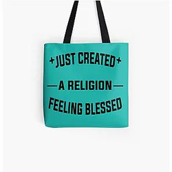 TommyInnit Bags - Just Created a Religion Feeling Blessed All Over Print Tote Bag RB2805