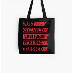 TommyInnit Bags - Just Created a Religion Feeling Blessed All Over Print Tote Bag RB2805