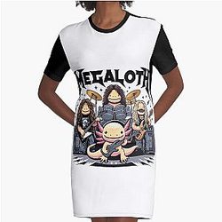 Axolotl Rock Band T-shirt - Megadeth Parody, If Megadeth were Axolotls Graphic T-Shirt Dress