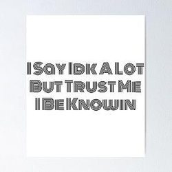 I Say Idk A Lot But Trust Me I Be Knowin          Poster RB0811