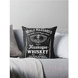 Muskogee Whiskey Merle Haggard for Biker Throw Pillow