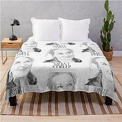 Sweet Meryl Streep Pop Art Black and White Digital Handmade by Iona Art Throw Blanket