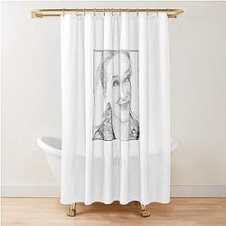 Meryl Streep Pop Art in Black and White Digital Handmade by Iona Art Shower Curtain