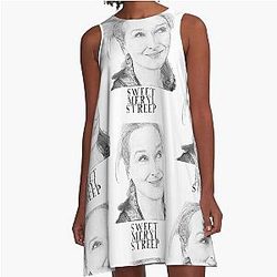 Sweet Meryl Streep Pop Art Black and White Digital Handmade by Iona Art A-Line Dress