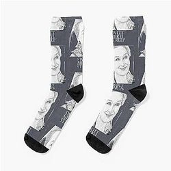 Meryl Streep framed, pop art black and white digital handmade by Iona Art Socks