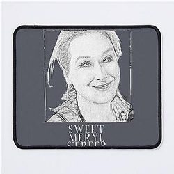 Meryl Streep framed, pop art black and white digital handmade by Iona Art Mouse Pad