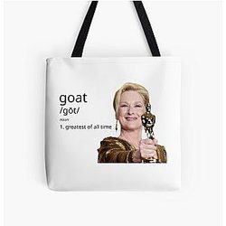 Meryl Streep G.O.A.T. All Over Print Tote Bag