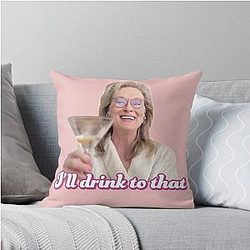 Meryl Streep, I'll Drink to That, Ladies Who Lunch Throw Pillow