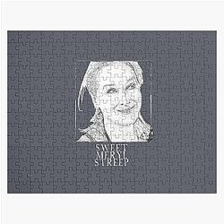 Meryl Streep framed, pop art black and white digital handmade by Iona Art Digital Jigsaw Puzzle