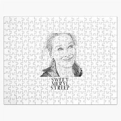 Meryl Streep Pop Art Black and White Digital Jigsaw Puzzle by Iona Art