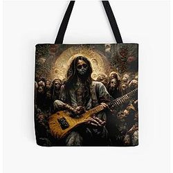 Zombie Jesus Playing Metallica Guitar All Over Print Tote Bag RB1608