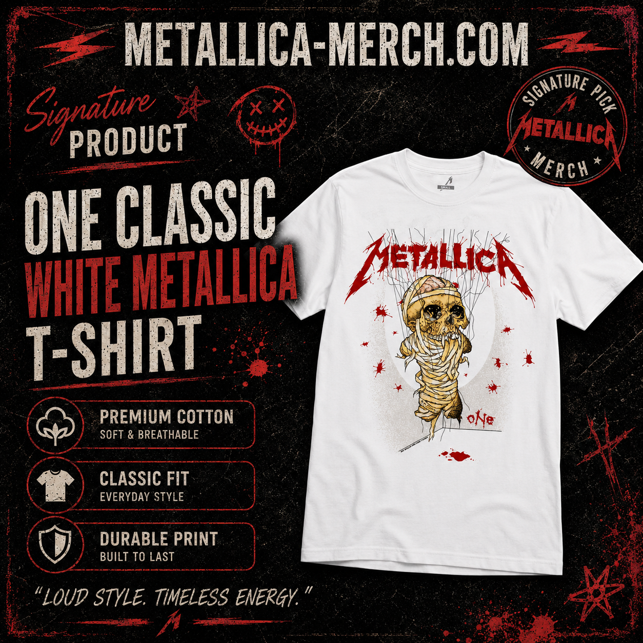 One Classic White DTNK0107 Metallica T-Shirt