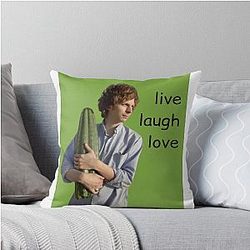Michael Cera Holding a Cactus Live Laugh Loving Throw Pillow