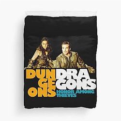 Dungeons & Dragons: Honor Among Thieves Chris Pine as Edgin and Michelle Rodriguez as Holga fan works graphic design by ironpaette Duvet Cover
