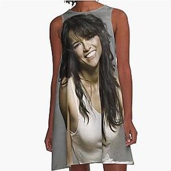 Michelle Rodriguez Celebrity Oil Paint Art A-Line Dress