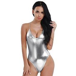 Shiny Spaghetti Shoulder Leotard Thong Monokini Micro Bikini MB1801