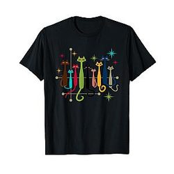 Vintage Mid-Century Modern 50s Style Cats T-Shirt