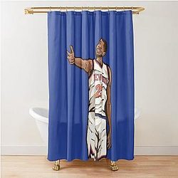 Mikal Bridges 3 Point Celebration Shower Curtain