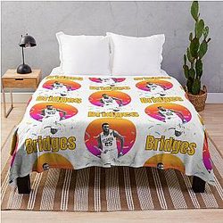 Mikal Bridges vintage art Legend basketball gift Throw Blanket
