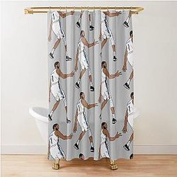 Mikal Bridges 3-Point Celebration Brooklyn Shower Curtain
