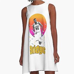 Mikal Bridges vintage art Legend basketball gift A-Line Dress