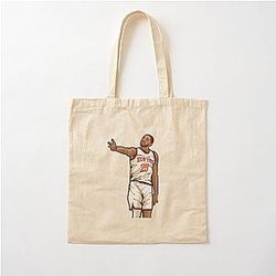 Mikal Bridges 3 Point Celebration Cartoon Cotton Tote Bag