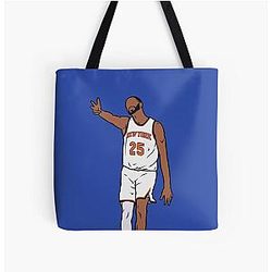 Mikal Bridges 3 Point Celebration New York All Over Print Tote Bag