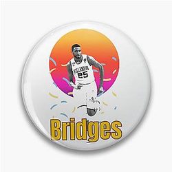 Mikal Bridges vintage art Legend basketball Pin