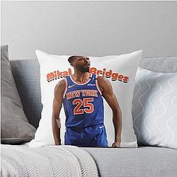 Mikal Bridges (Knicks) - Welcome to the Wall Throw Pillow