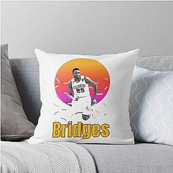 Mikal Bridges vintage art basketball gift Throw Pillow