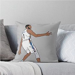 Mikal Bridges 3-Point Celebration Brooklyn Throw Pillow