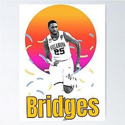 Mikal Bridges Vintage Art Basketball Legend Poster