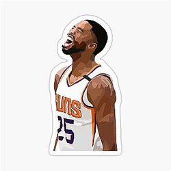 Mikal Bridges - Phoenix Suns Sticker 

removed: weird characters (none), but for clarity it was "- Phoenix Suns sticker had a hyphen, so kept as is 

In Mikal Bridges - Phoenix Suns Sticker the distinct words are Mikal, Bridges, Phoenix, Suns, and Sticker all in good sequences except 
the same word word sequence "Suns"