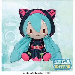 27cm Blue Hatsune Miku Cat Ears Cosplay Sitting Doll Plush