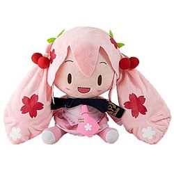 32cm Pink Hatsune Miku Sakura Miku Cherry Hair Sitting Doll Plush