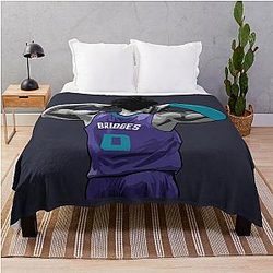 Miles Bridges Vector Black Throw Blanket