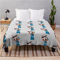 Miles Bridges Dunk Behind the Back Art Throw Blanket
