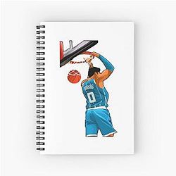 Miles Bridges Dunk Behind the Back Art Spiral Notebook
