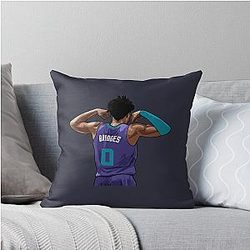 Miles Bridges Vector Back Qiang Throw Pillow