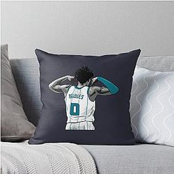 Miles Bridges Vector Back Qiang Throw Pillow