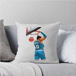 Miles Bridges No.0 Dunk Behind Back Art Throw Pillow